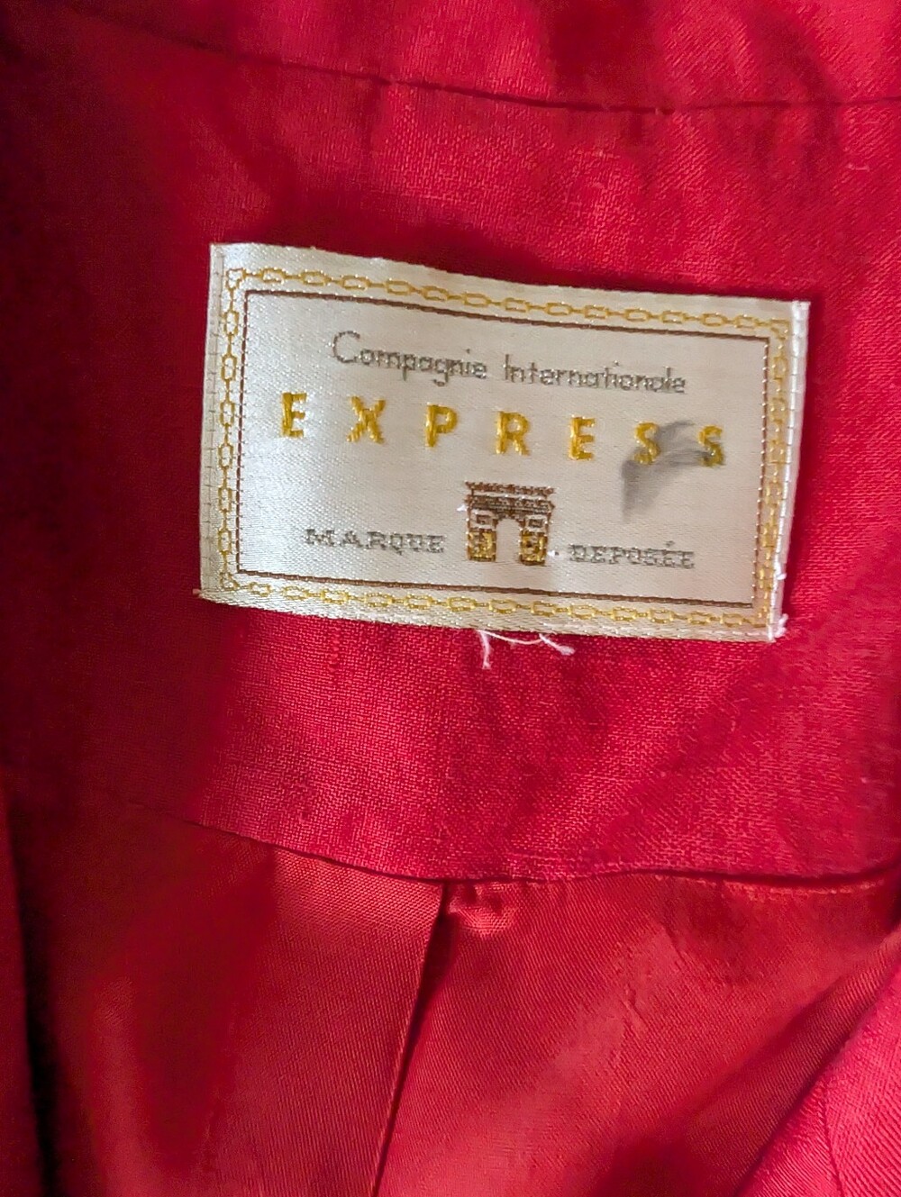 Vintage Red Silk Linen Tailored Blazer Jacket Shoulder Pads Buttons Sz 12 image 5